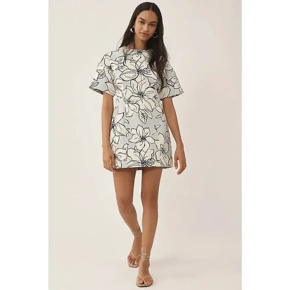 Dhruv Kapoor Short-Sleeve Denim Mini Dress - S